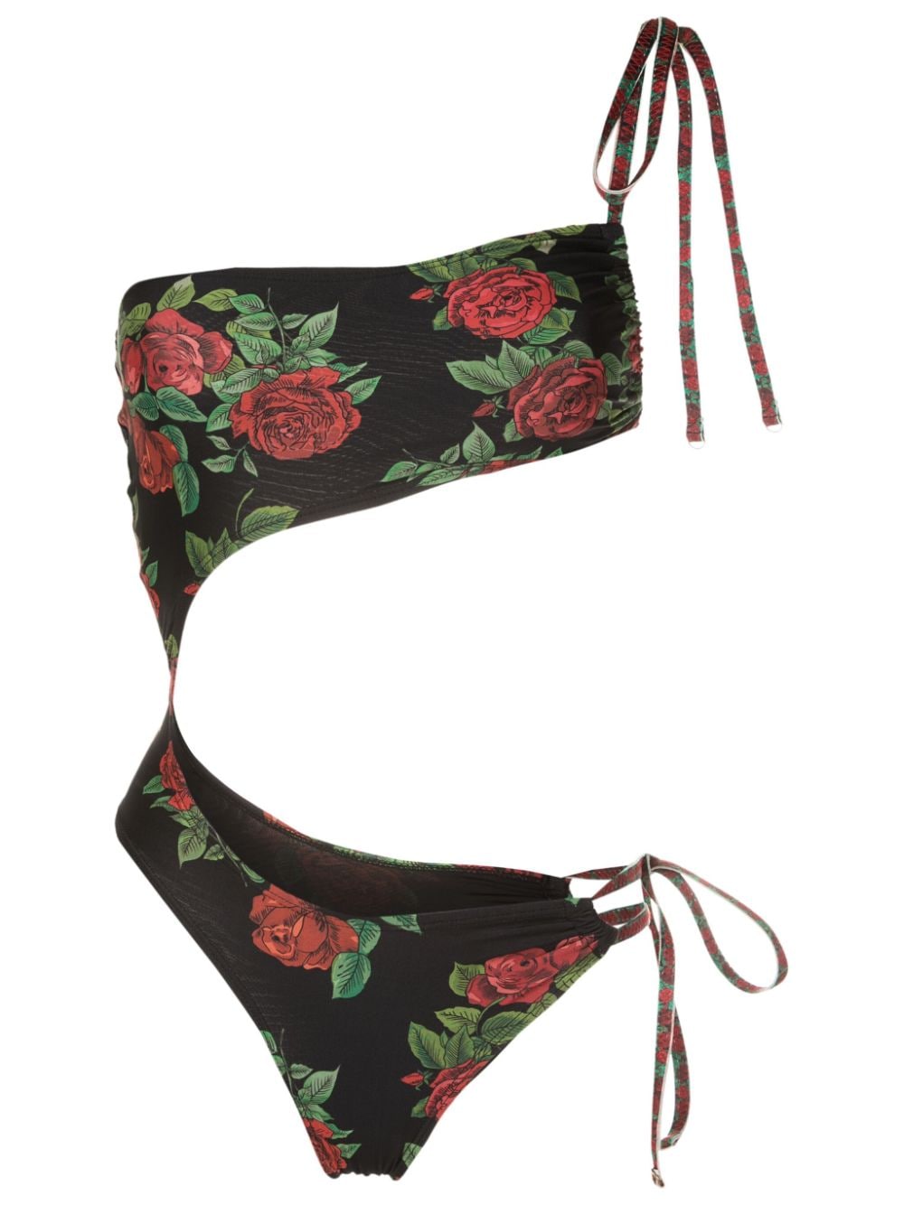 Amir Slama rose-pattern cut-out swimsuit - Black von Amir Slama