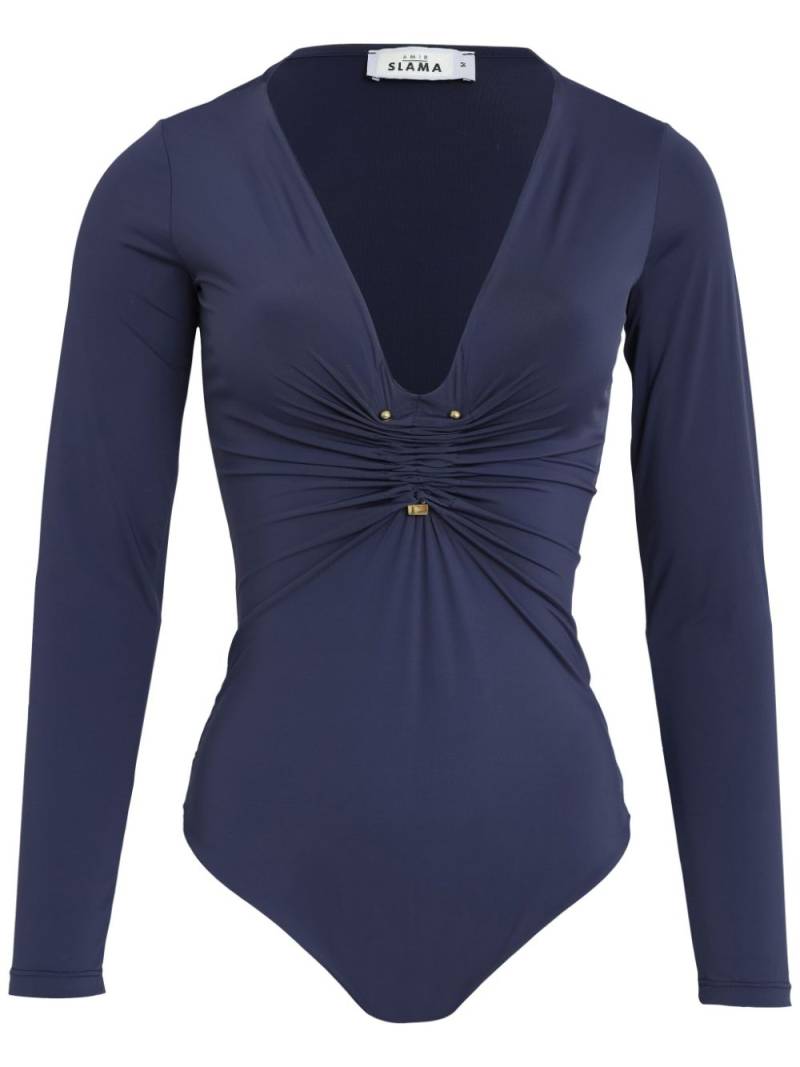 Amir Slama ruched-detail bodysuit - Blue von Amir Slama