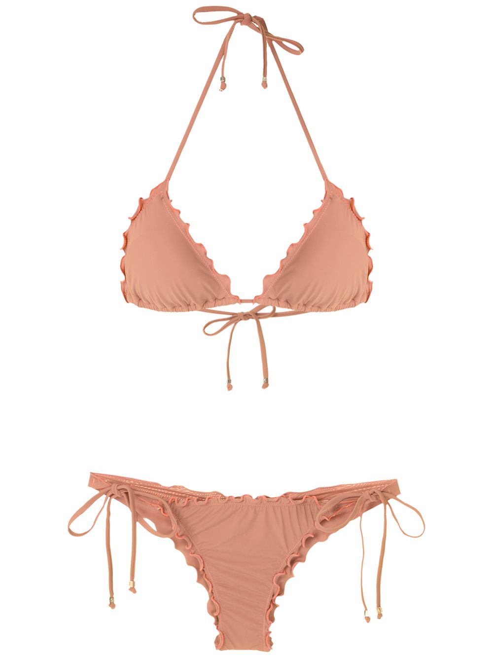 Amir Slama ruffled triangle bikini set - Neutrals von Amir Slama