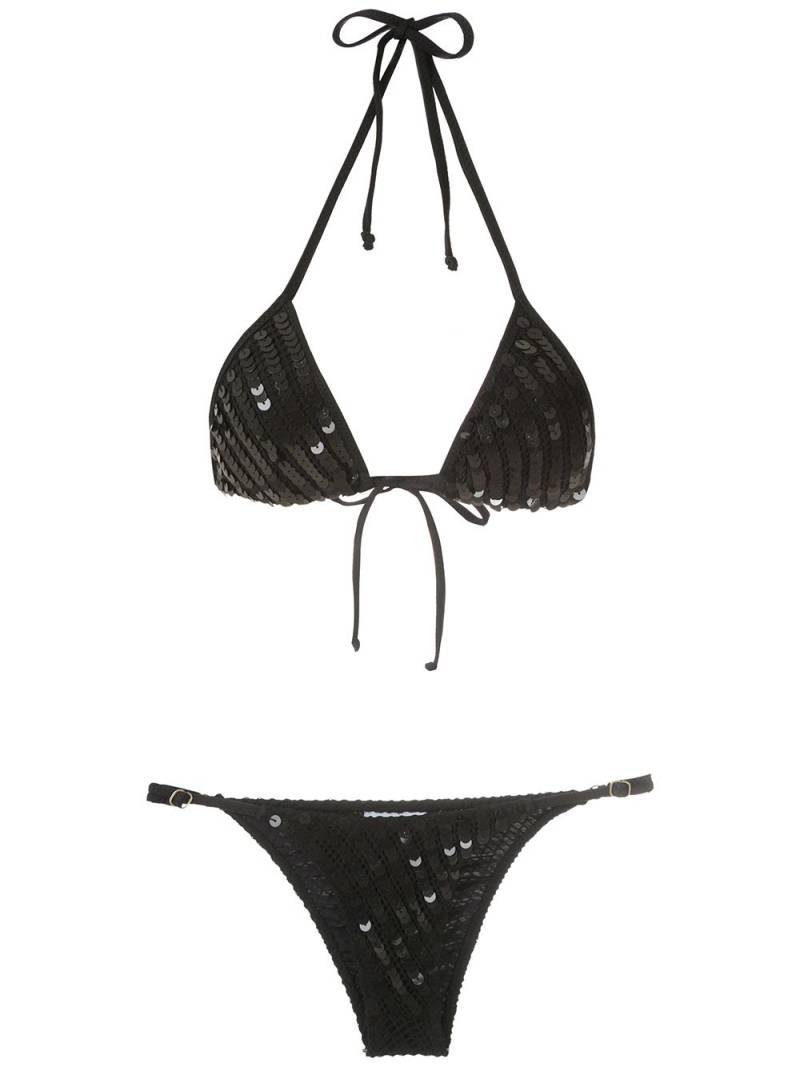 Amir Slama sequinned triangle bikini set - Black von Amir Slama