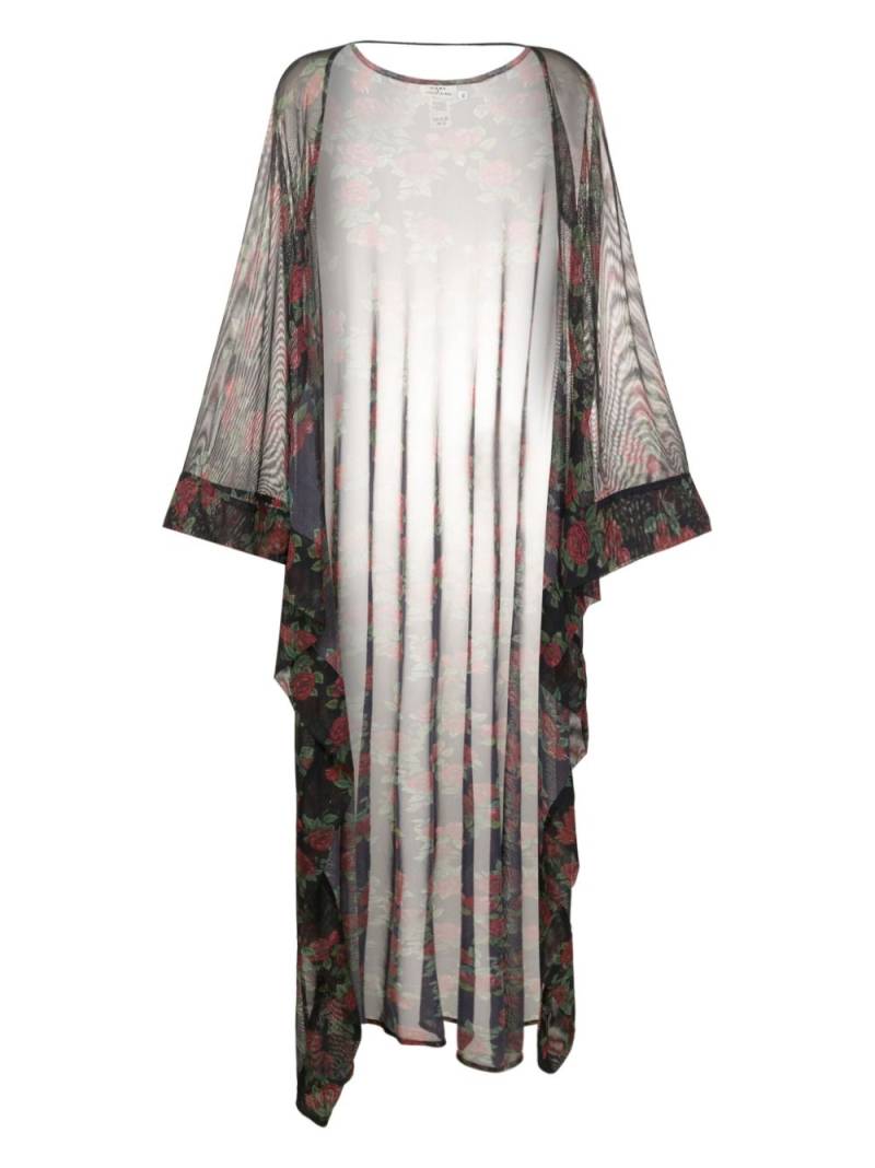 Amir Slama sheer rose-pattern kaftan - Black von Amir Slama