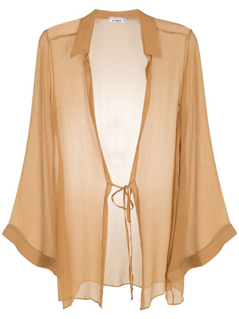 Amir Slama tie-front silk beach cover-up - Brown von Amir Slama