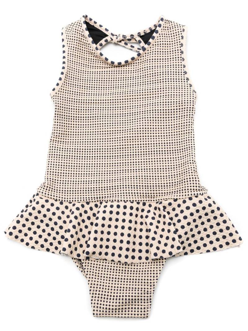 Amir Slama spot-print peplum swimsuit - Neutrals von Amir Slama