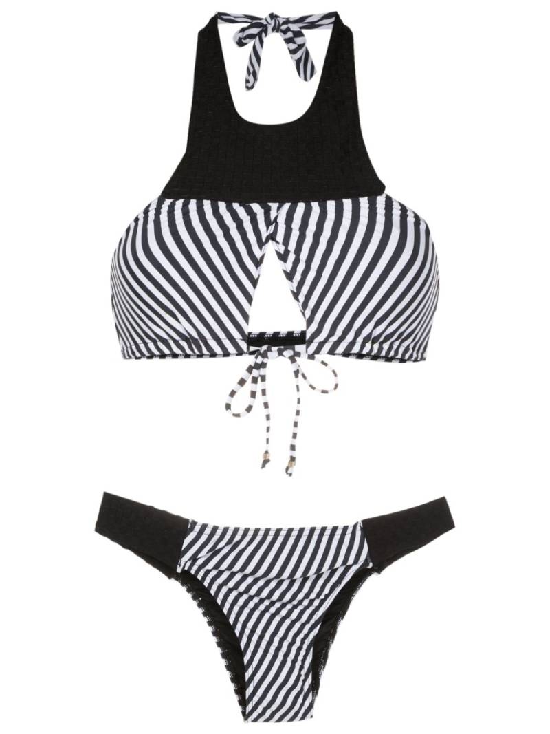 Amir Slama striped cut-out halterneck bikini - Black von Amir Slama