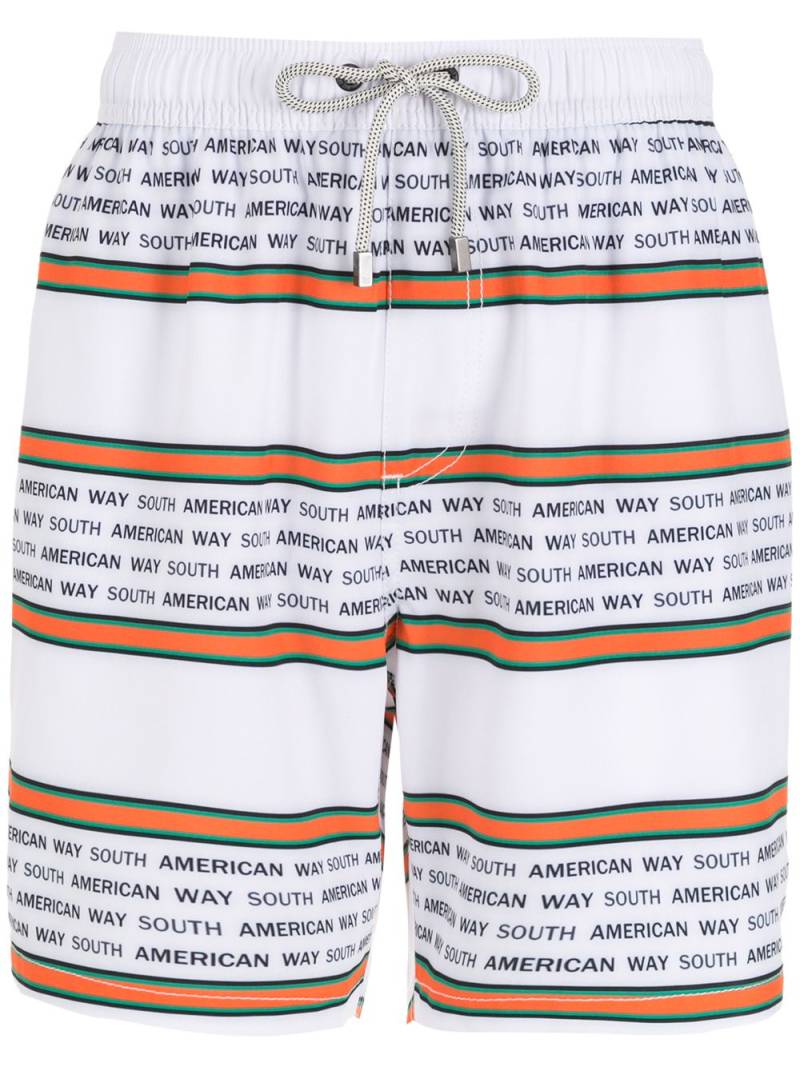 Amir Slama striped drawstring swim shorts - White von Amir Slama