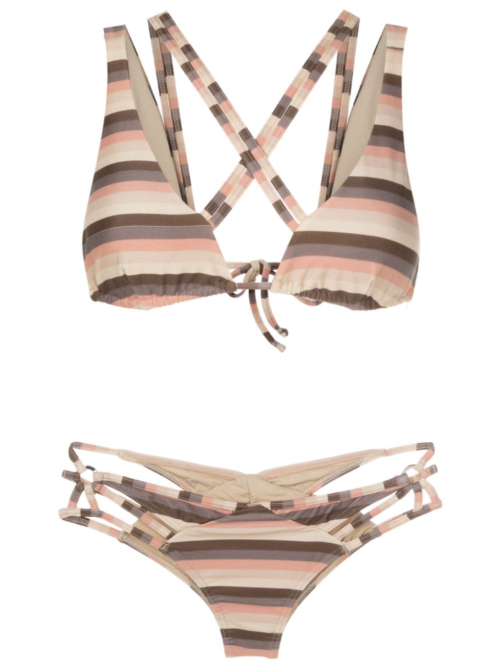 Amir Slama striped strappy bikini - Neutrals von Amir Slama