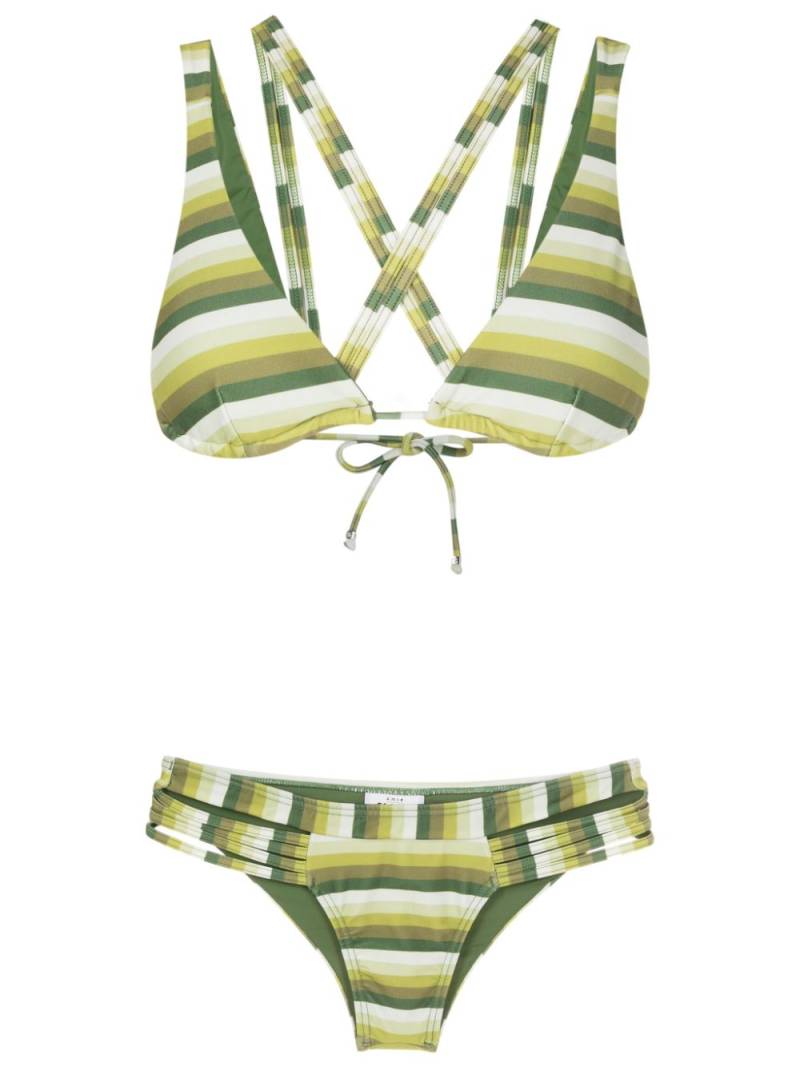 Amir Slama striped strappy triangle bikini - Green von Amir Slama