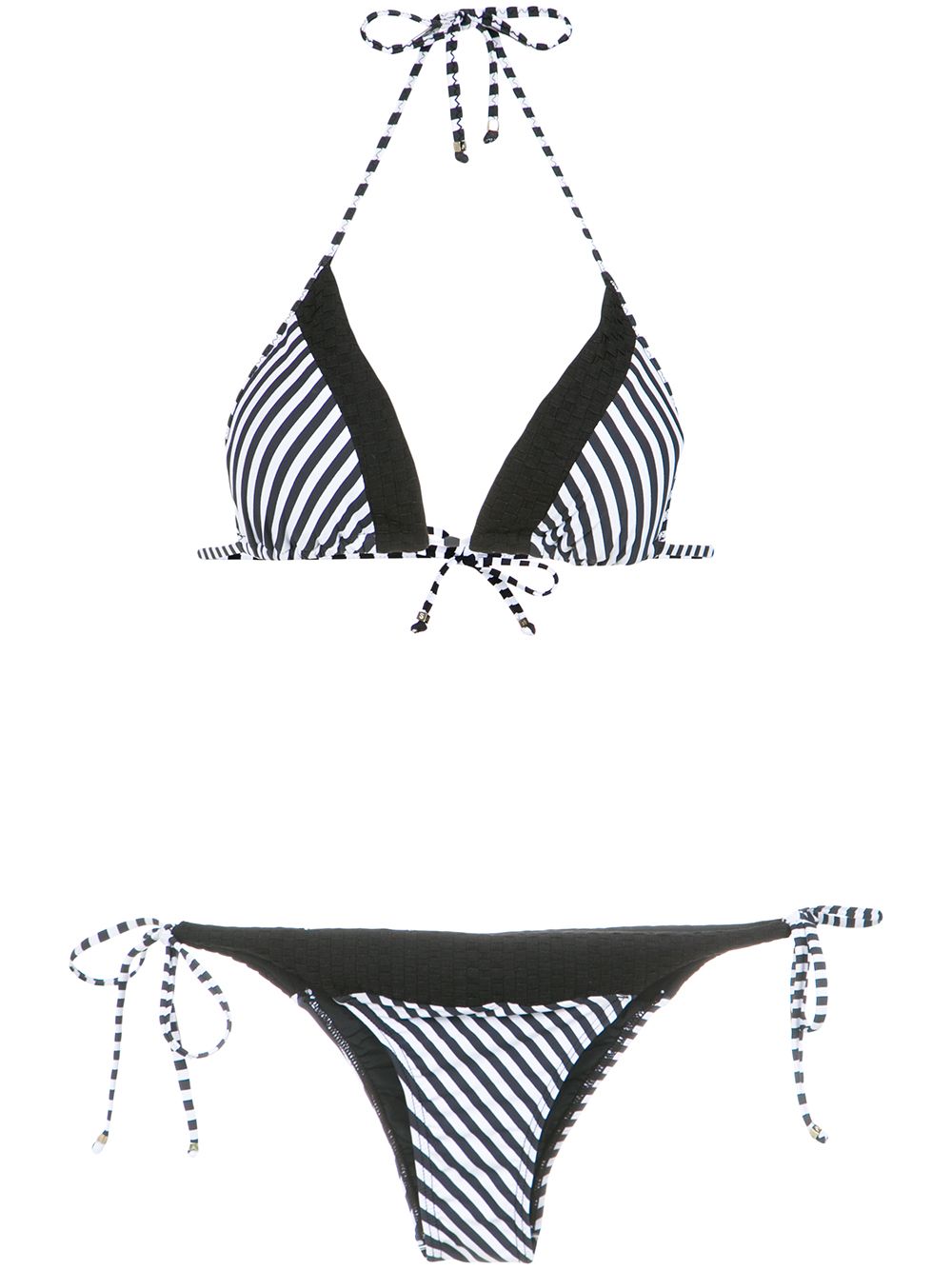 Amir Slama striped triangle bikini set - Black von Amir Slama