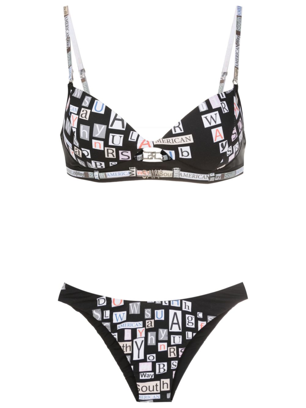 Amir Slama text-print cut-out bikini - Black von Amir Slama