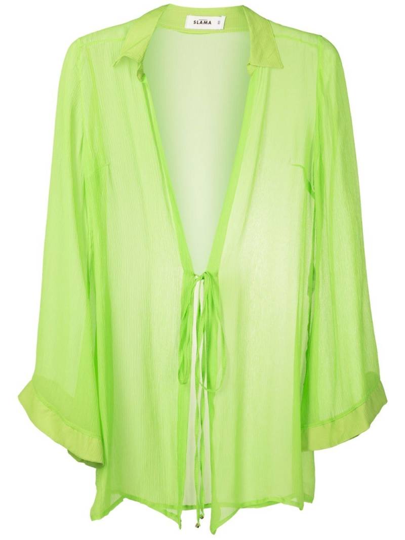 Amir Slama tie-front silk beach cover-up - Green von Amir Slama