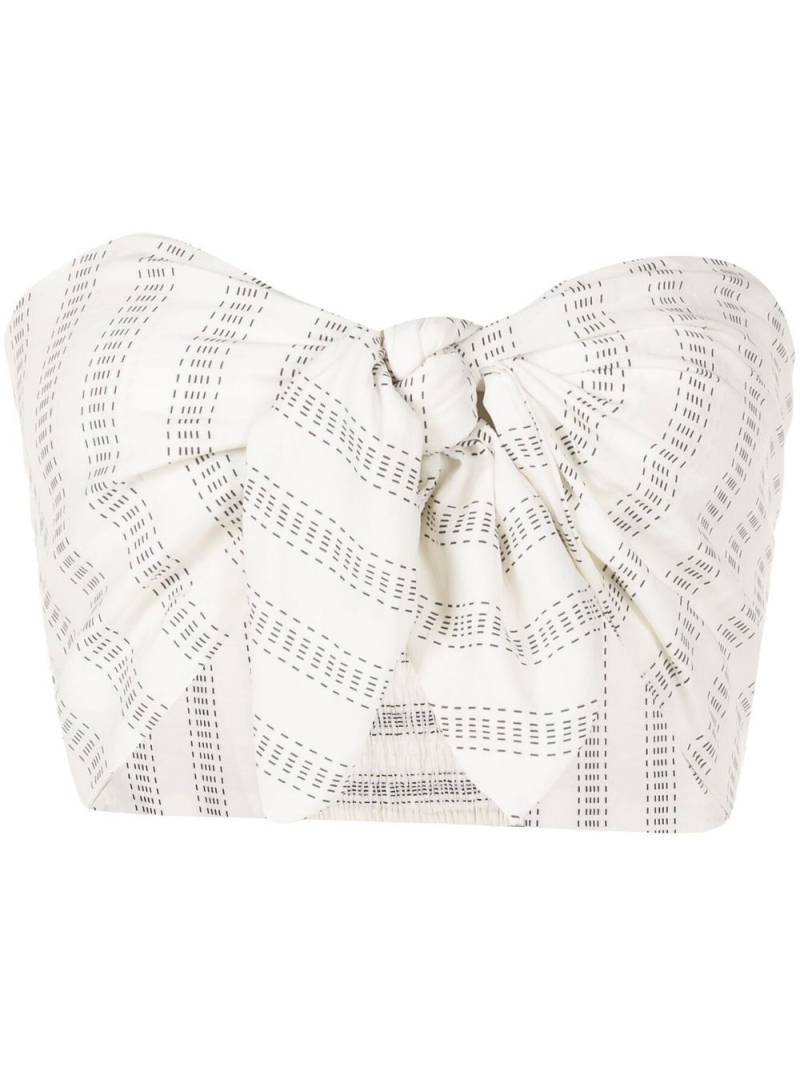 Amir Slama tie-front printed strapless top - White von Amir Slama