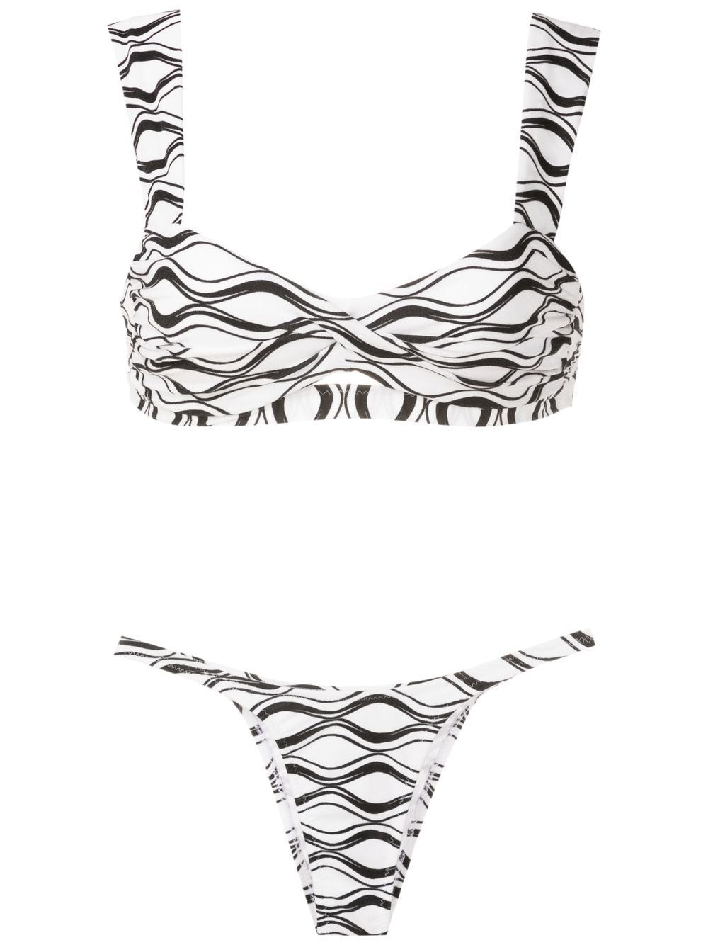 Amir Slama wave-print tanga bikini set - White von Amir Slama