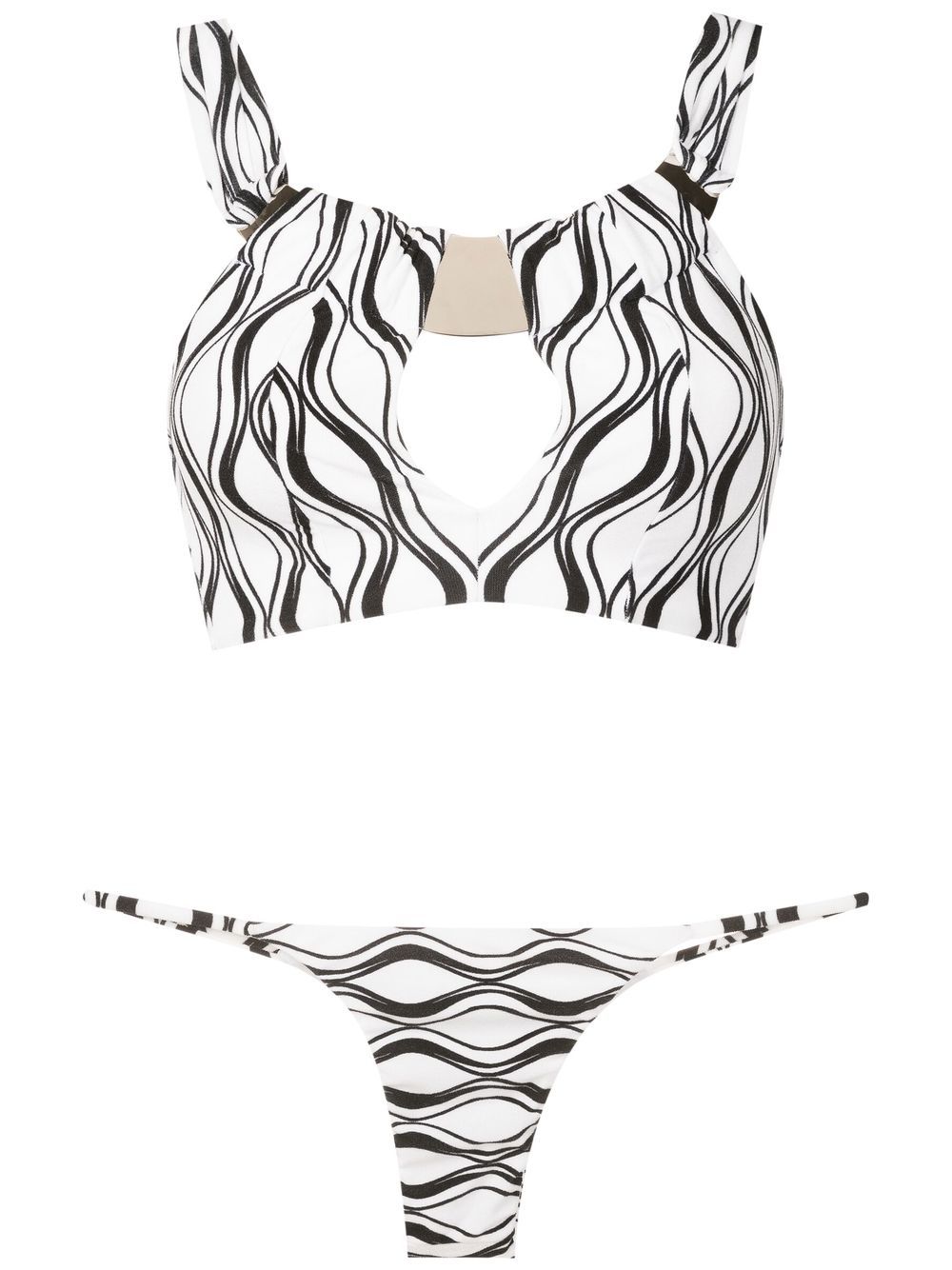 Amir Slama wave-print thong bikini set - White von Amir Slama