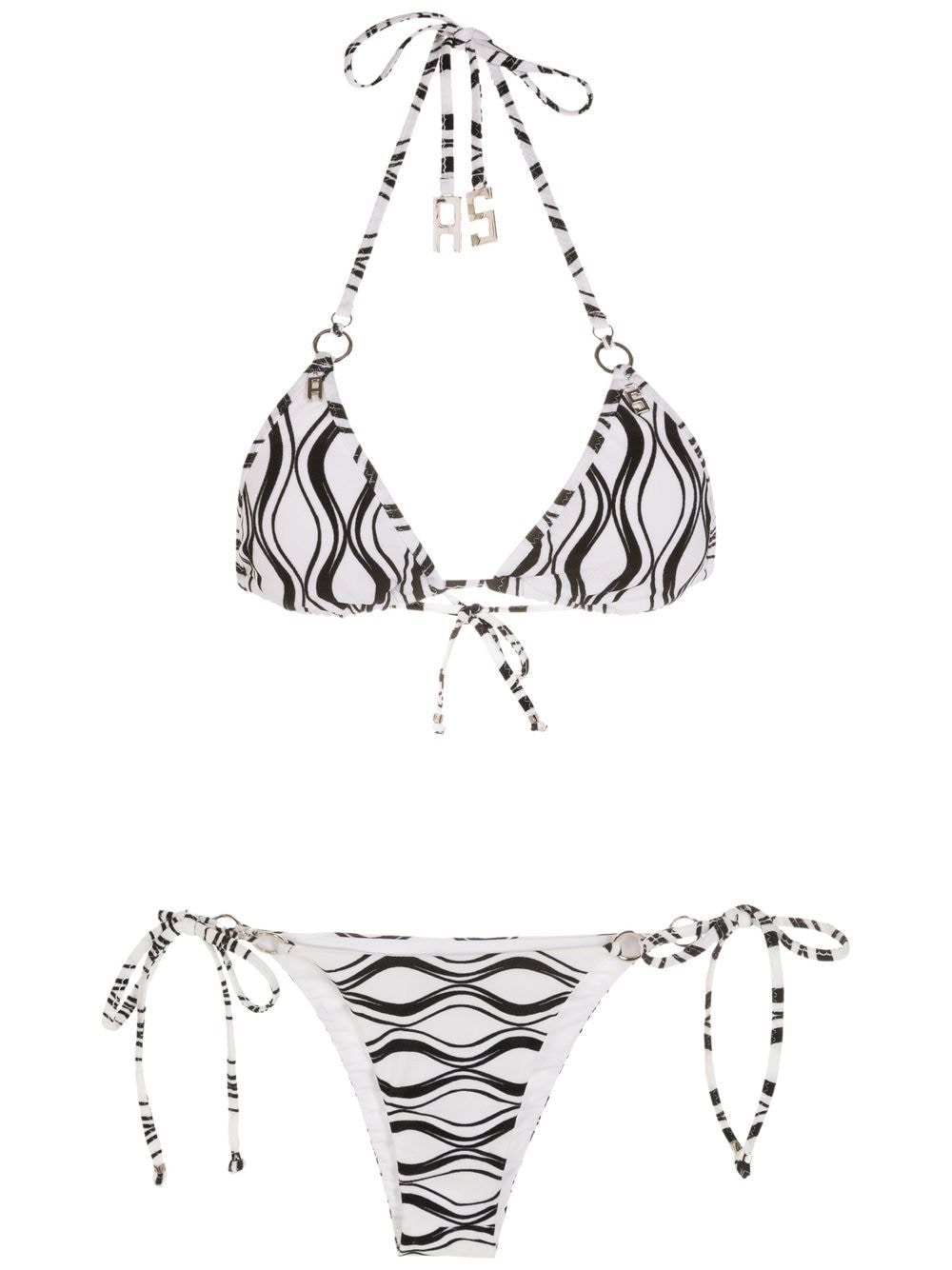 Amir Slama wave-print triangle bikini set - White von Amir Slama