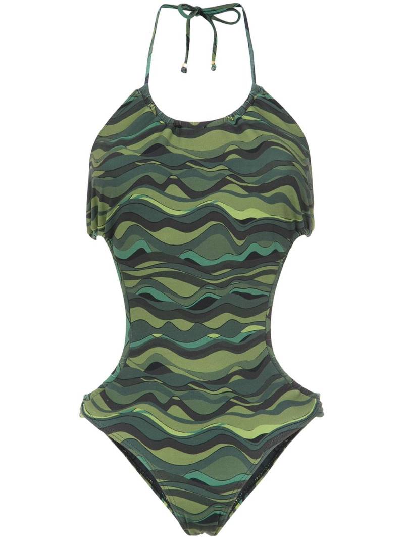 Amir Slama waves print swimsuit - Green von Amir Slama