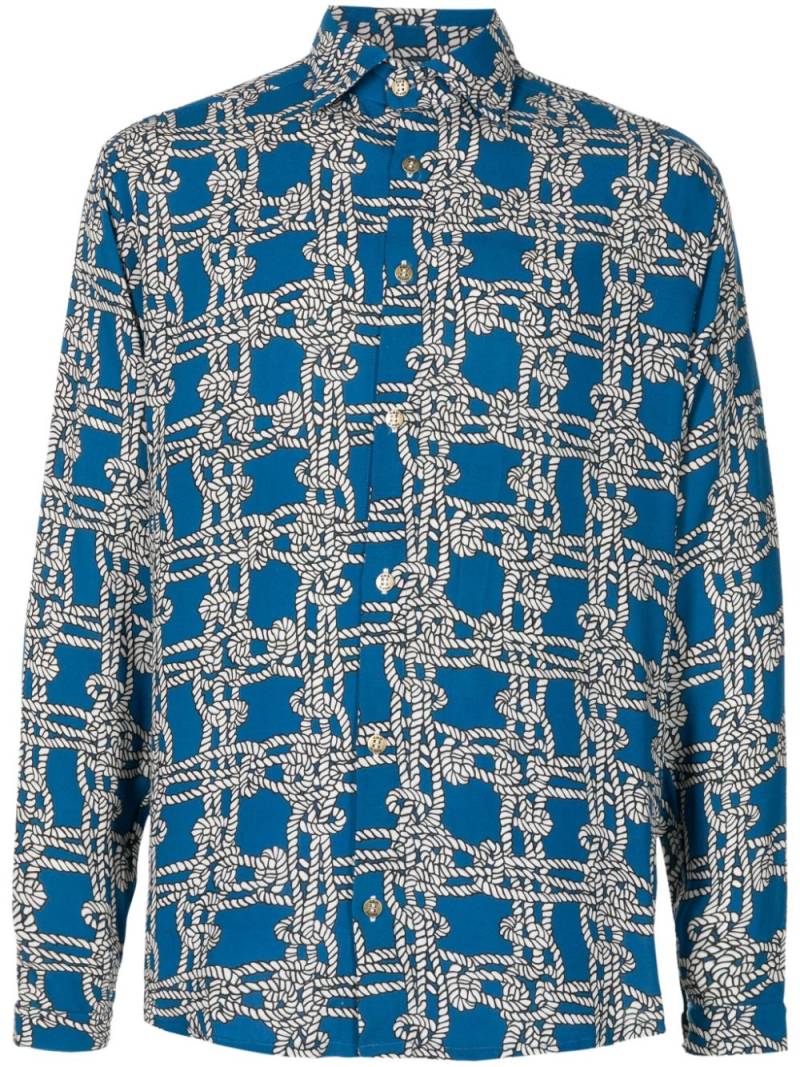 Amir Slama graphic-print satin shirt - Blue von Amir Slama