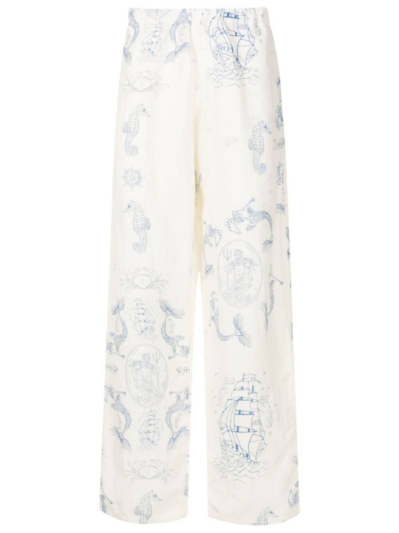 Amir Slama graphic-print straight-leg trousers - White von Amir Slama