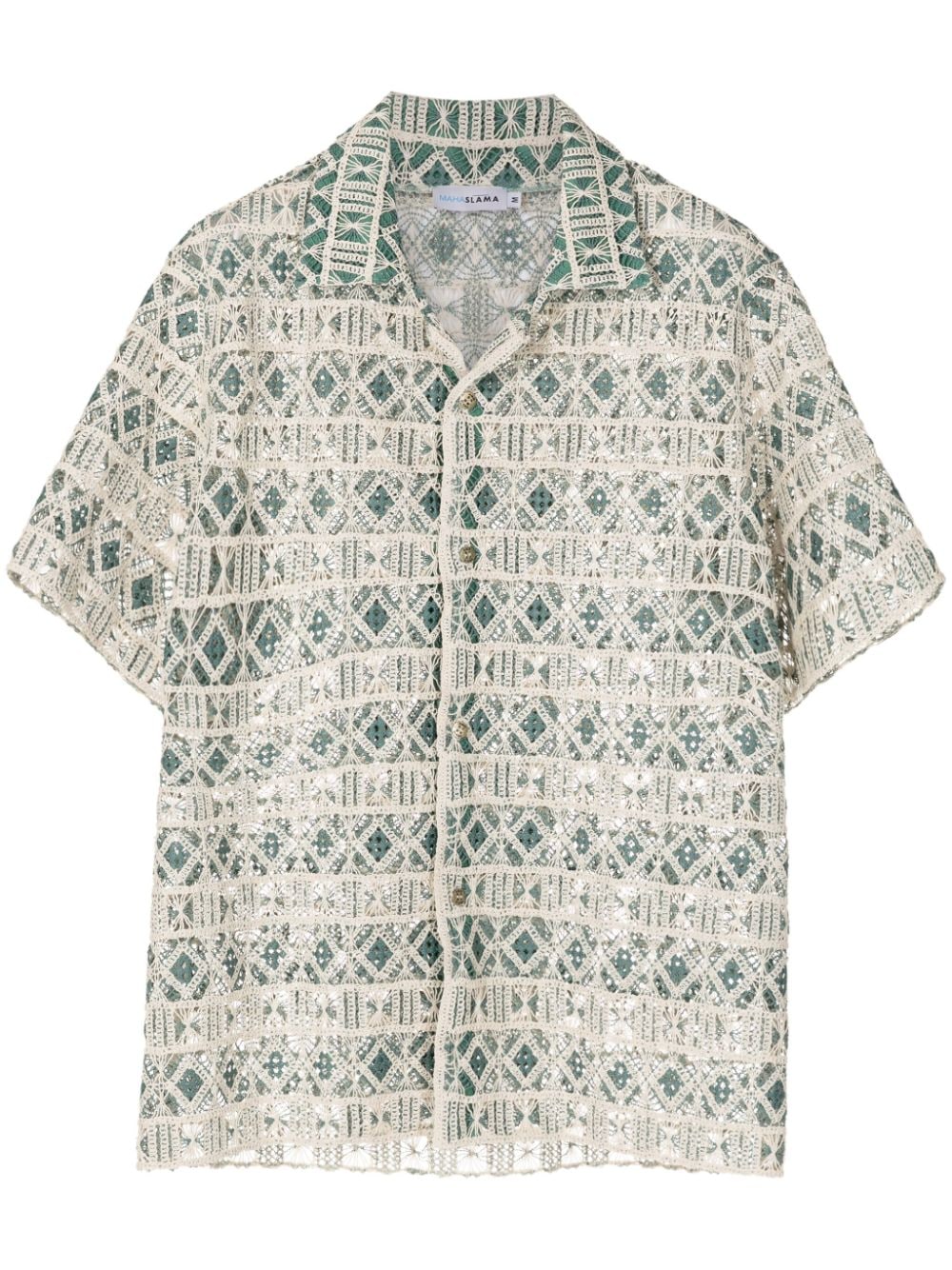 Amir Slama x Mahaslama lace-embroidered semi-sheer shirt - Green von Amir Slama