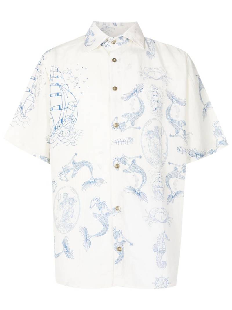 Amir Slama logo-engraved graphic-print shirt - White von Amir Slama