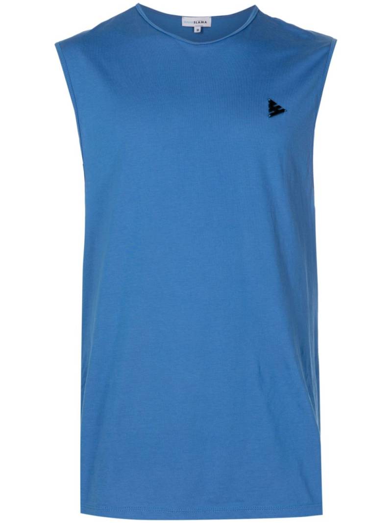 Amir Slama logo-plaque cotton tank top - Blue von Amir Slama