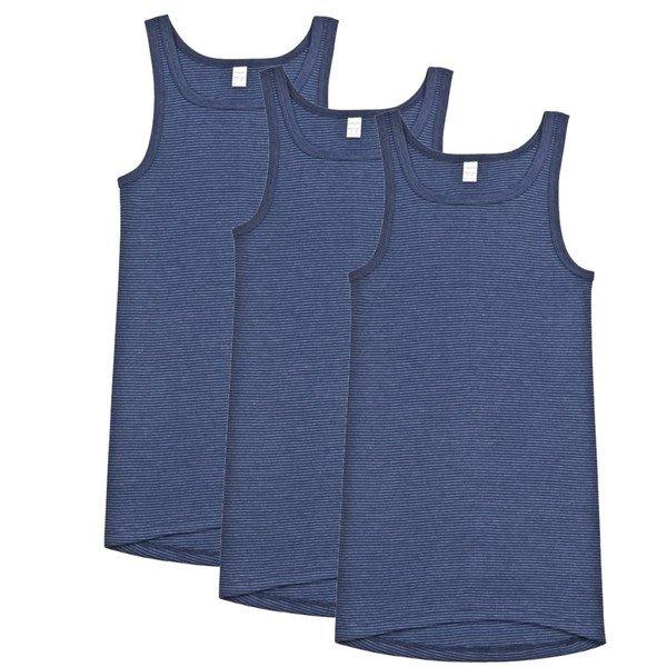 3er Pack Jeans Feinripp - Unterhemd Tanktop Herren Blau L von Ammann