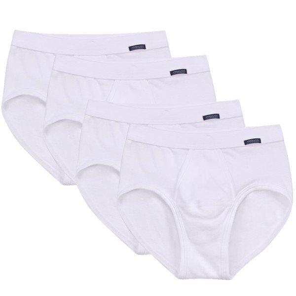 Ammann - 4er Pack Organic Cotton Feinripp Slip / Unterhose mit Eingriff, für Herren, Weiss, Größe L von Ammann