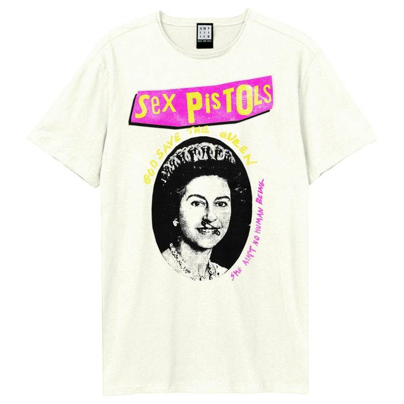 God Save The Queen Tshirt Logo Damen Weiss S von Amplified