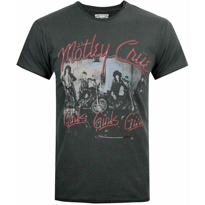 Offizielles Motley Crue Girls Girls Girls Tshirt Herren Charcoal Black XL von Amplified