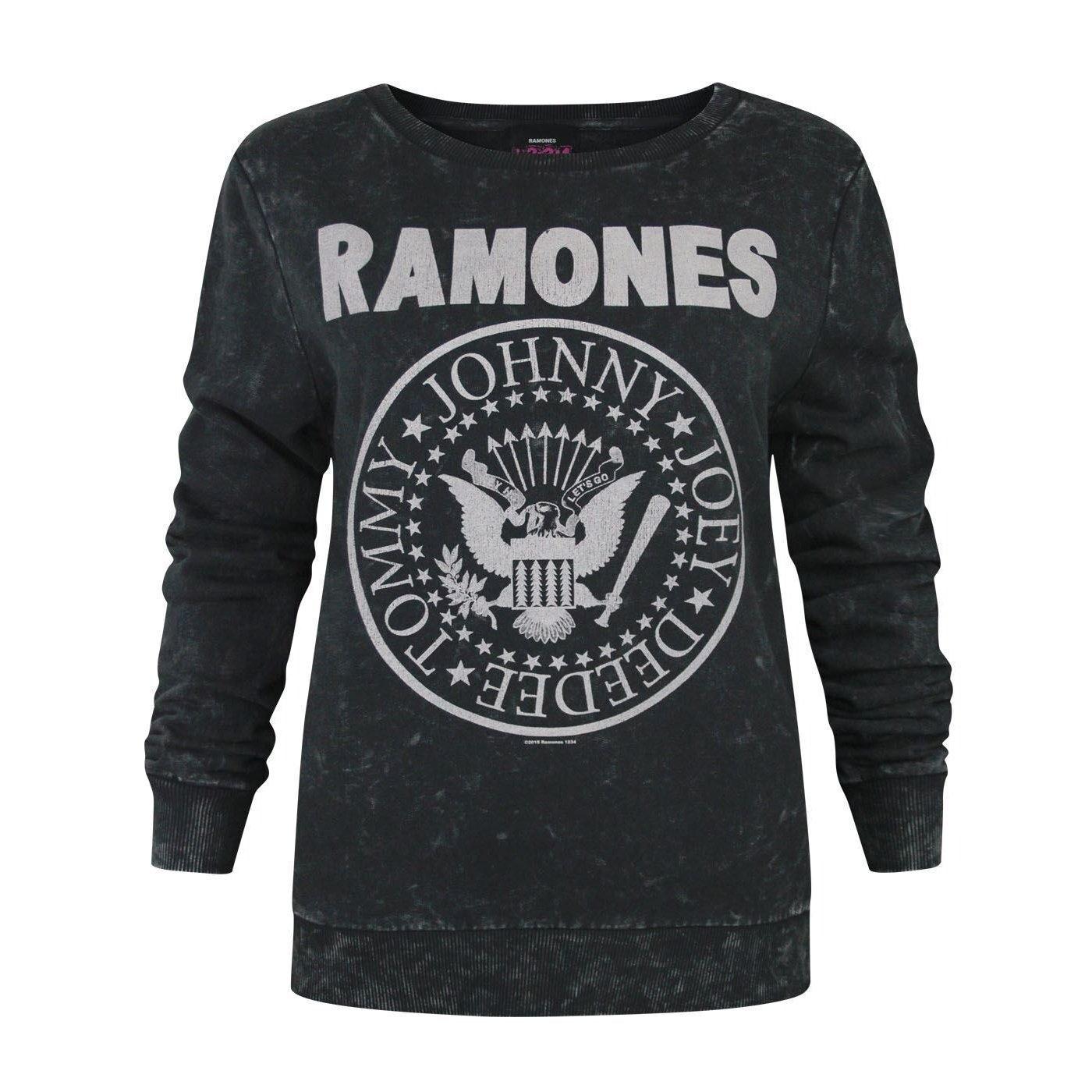 "ramones" Sweatshirt, Logo Damen Charcoal Black L von Amplified