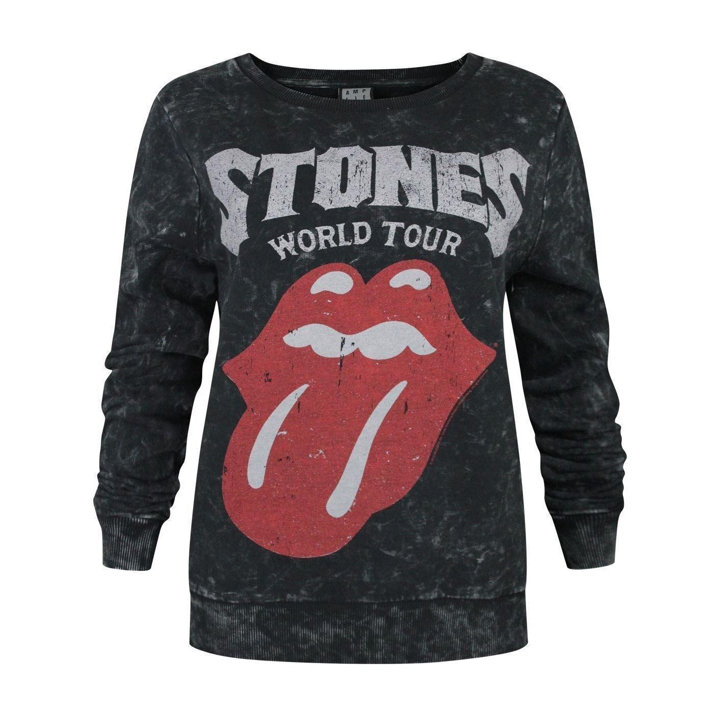 "rolling Stones World Tour" Sweatshirt Damen Charcoal Black S von Amplified