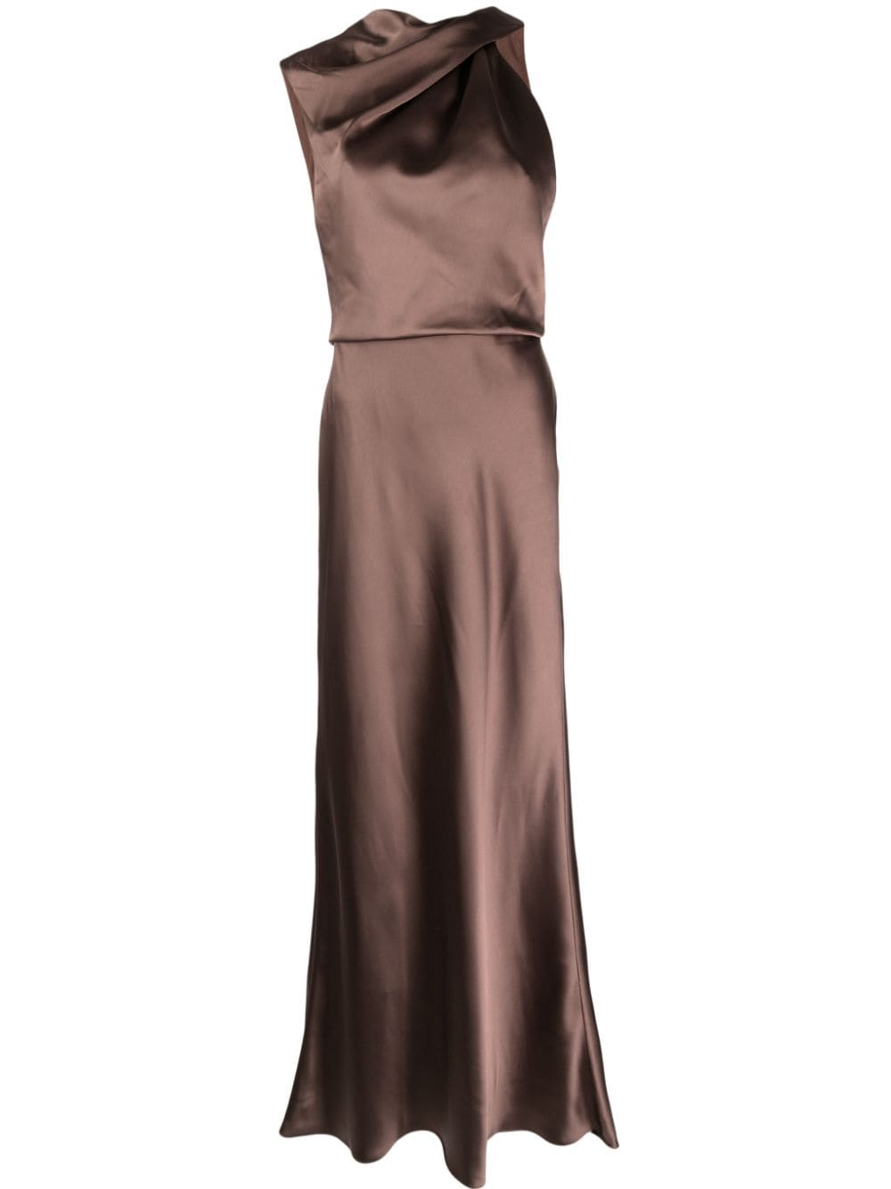 Amsale asymmetric draped satin gown - Brown von Amsale