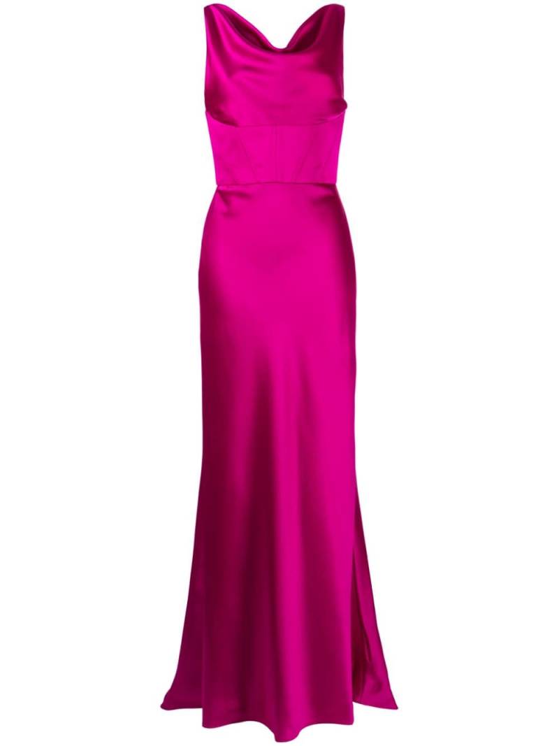 Amsale cowl-neck satin corset gown - Purple von Amsale