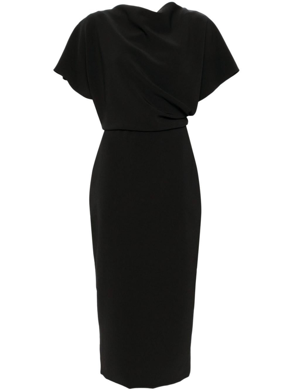 Amsale draped detailing midi dress - Black von Amsale