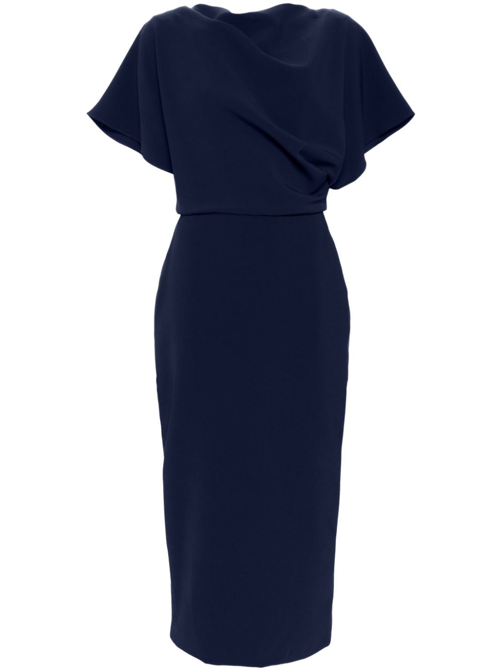 Amsale draped detailing midi dress - Blue von Amsale