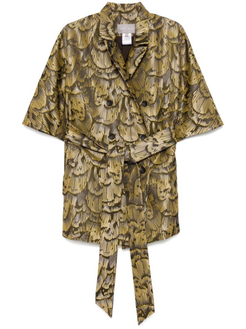 Amsale feather jacquard coat - Yellow von Amsale