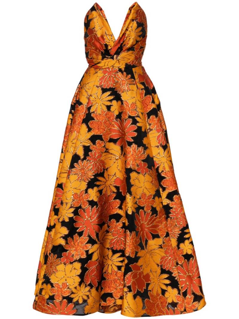 Amsale floral jacquard gown - Orange von Amsale