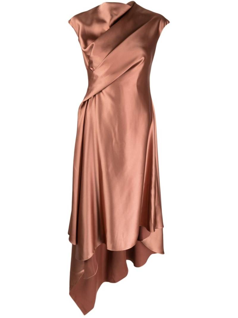 Amsale handkerchief-hem satin dress - Orange von Amsale