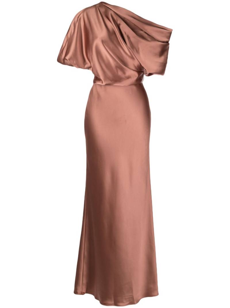 Amsale off-shoulder draped maxi dress - Brown von Amsale