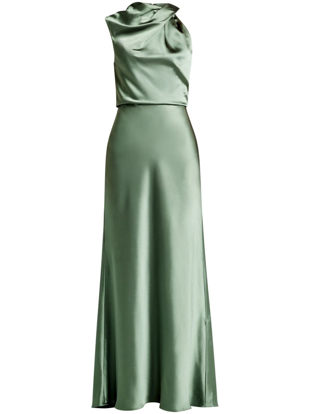 Amsale satin draped-neck maxi dress - Green von Amsale