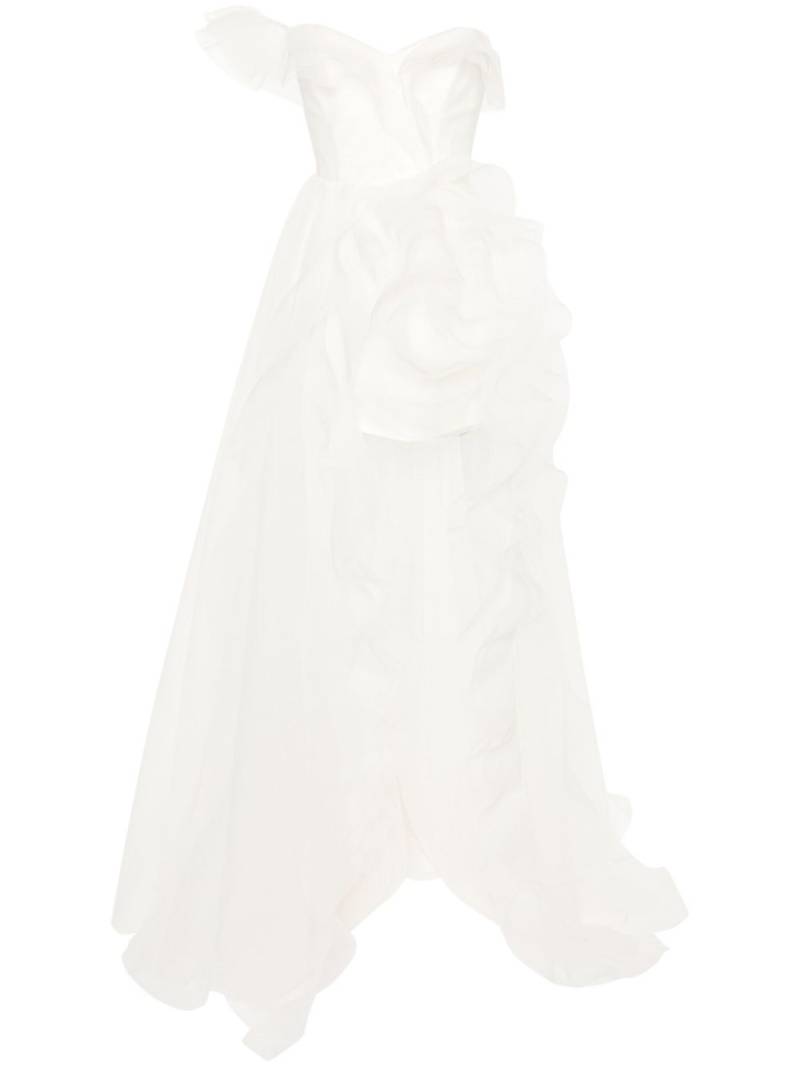 Ana Radu asymetric ruffled gown - White von Ana Radu