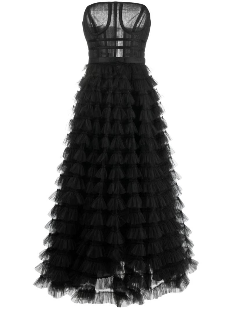 Ana Radu corset-style ruffled maxi dress - Black von Ana Radu