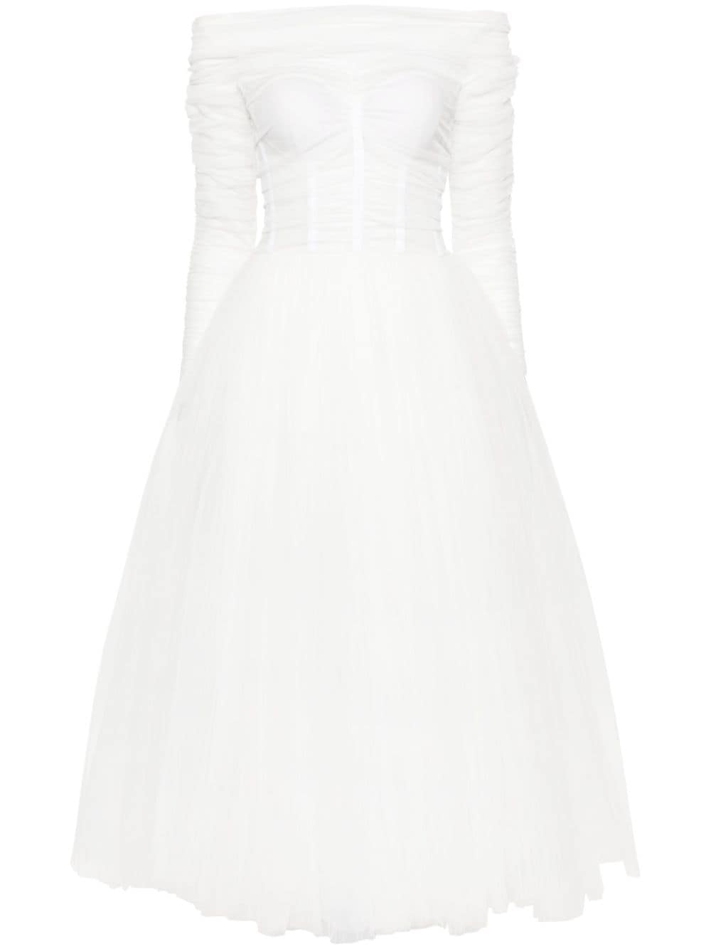 Ana Radu corset tulle midi dress - White von Ana Radu