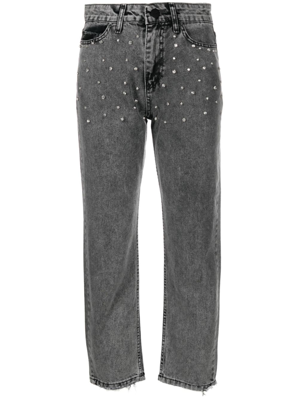 Ana Radu crystal-embellished cropped jeans - Grey von Ana Radu