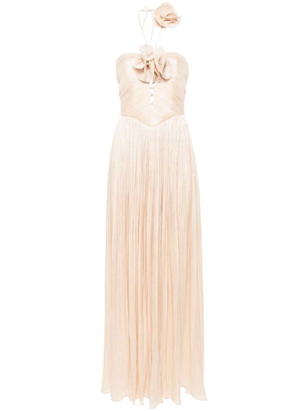 Ana Radu floral-appliqué halterneck gown - Neutrals von Ana Radu