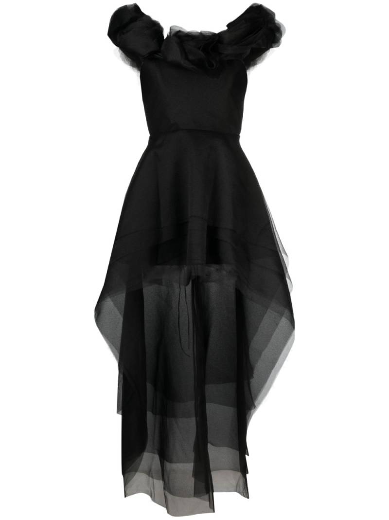 Ana Radu floral-appliqué organza layered dress - Black von Ana Radu