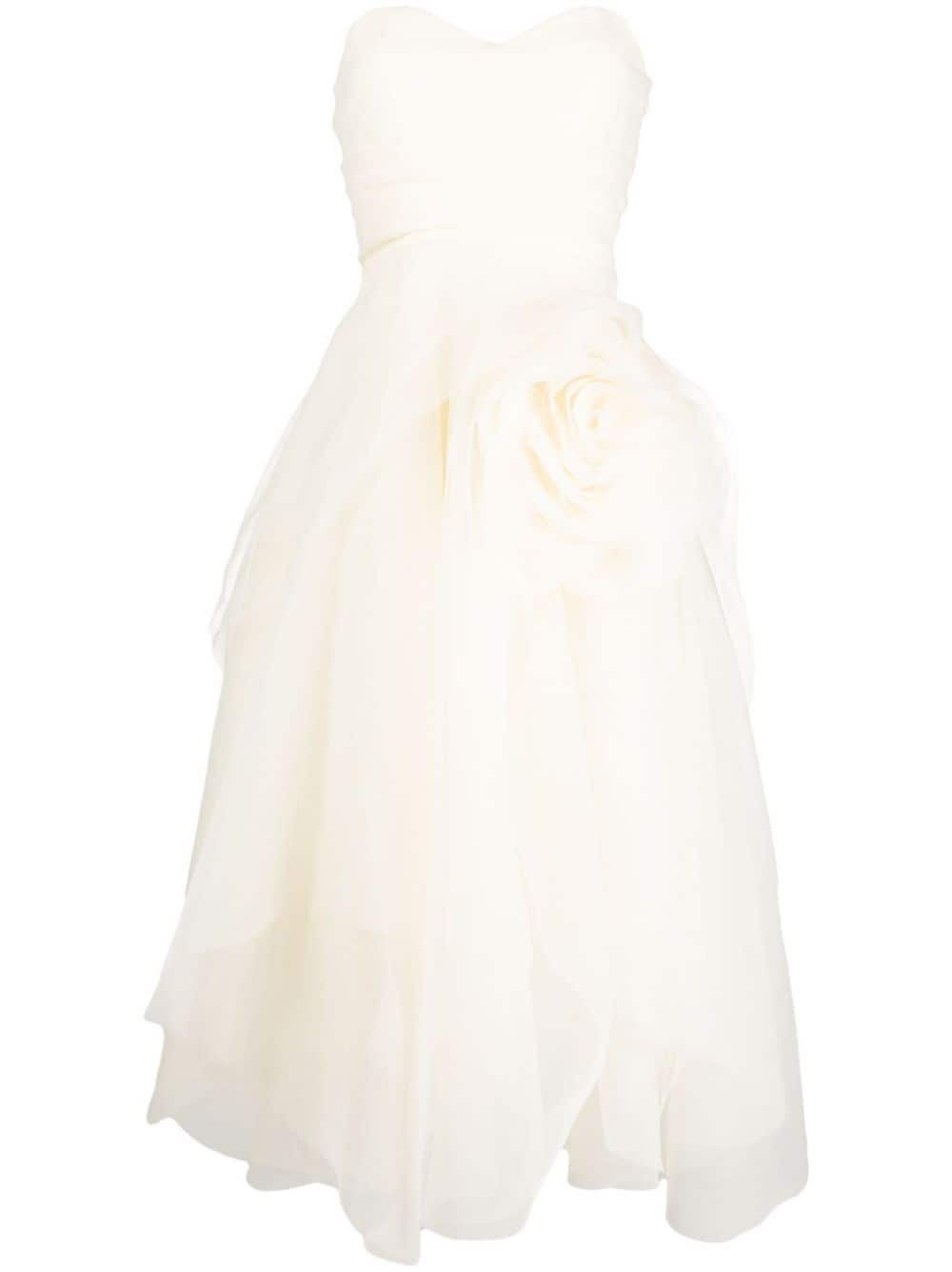 Ana Radu floral-appliqué organza midi dress - White von Ana Radu