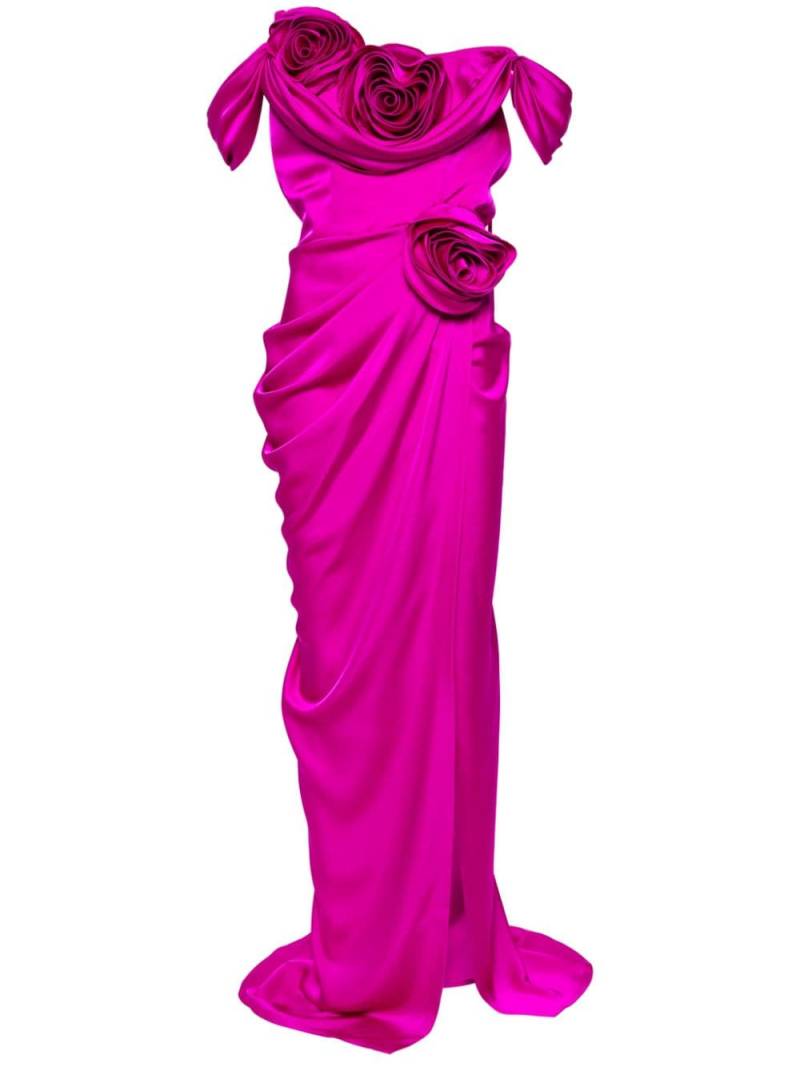 Ana Radu floral-appliqué satin gown - Pink von Ana Radu