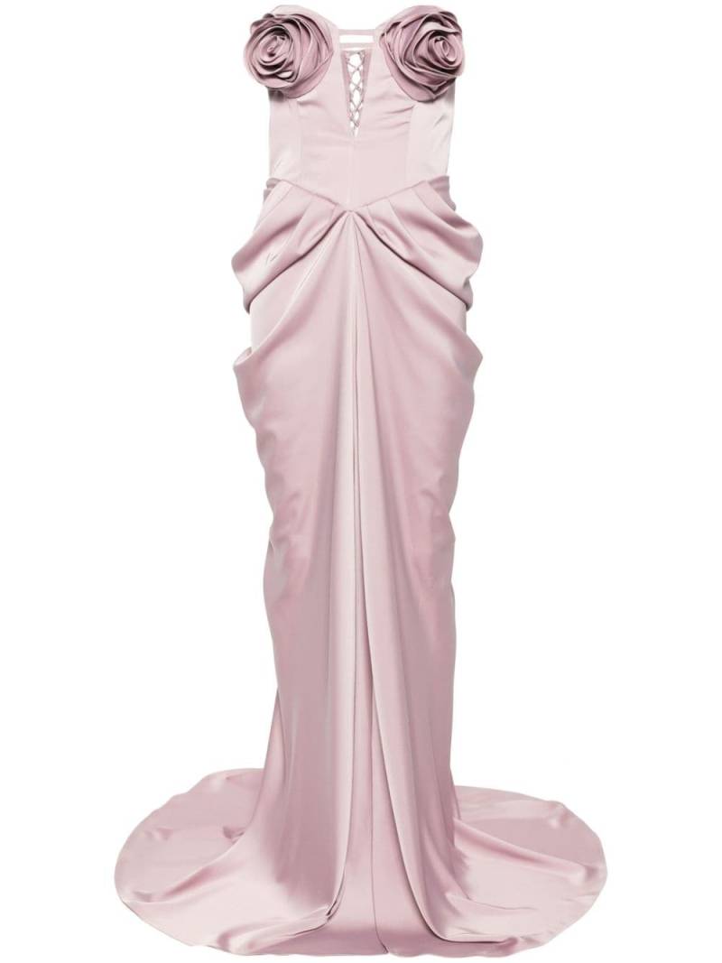 Ana Radu floral-appliqué satin gown - Pink von Ana Radu