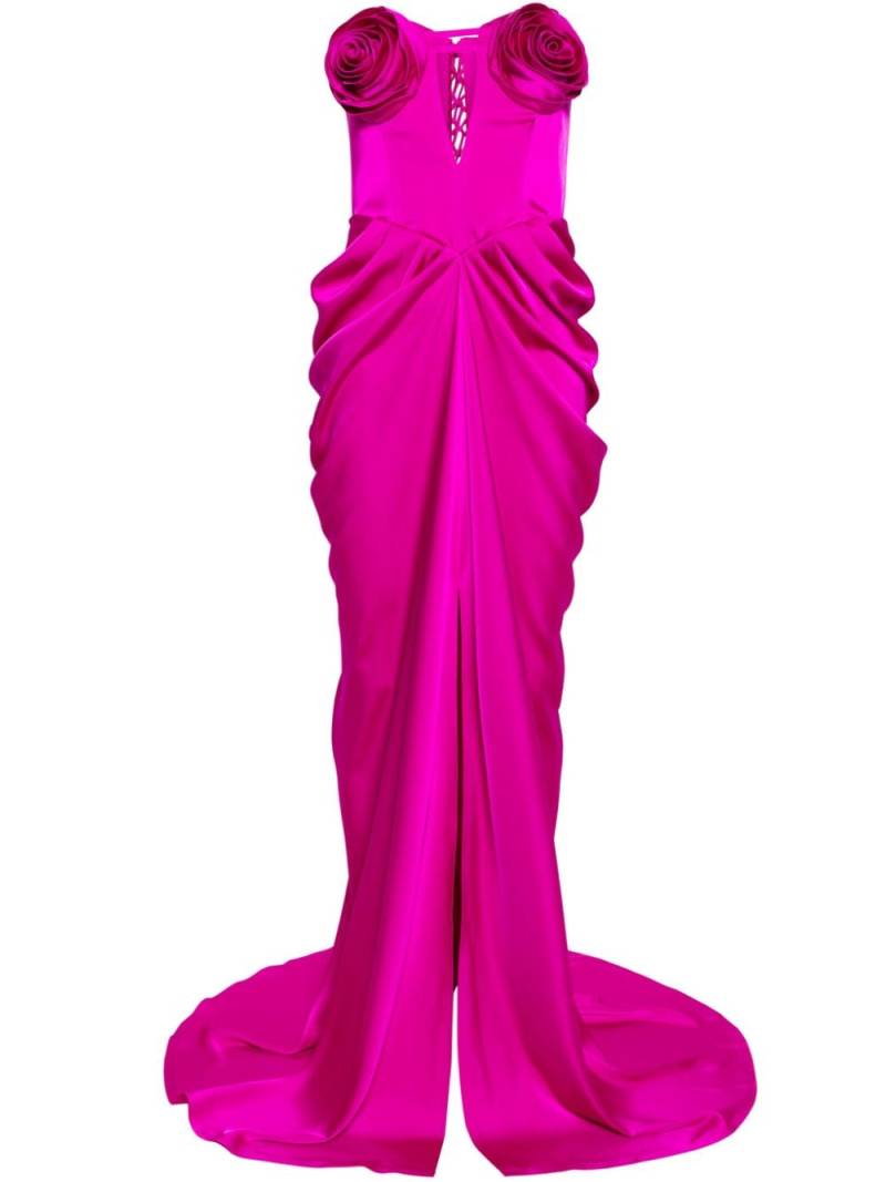 Ana Radu floral-appliqué satin gown - Pink von Ana Radu