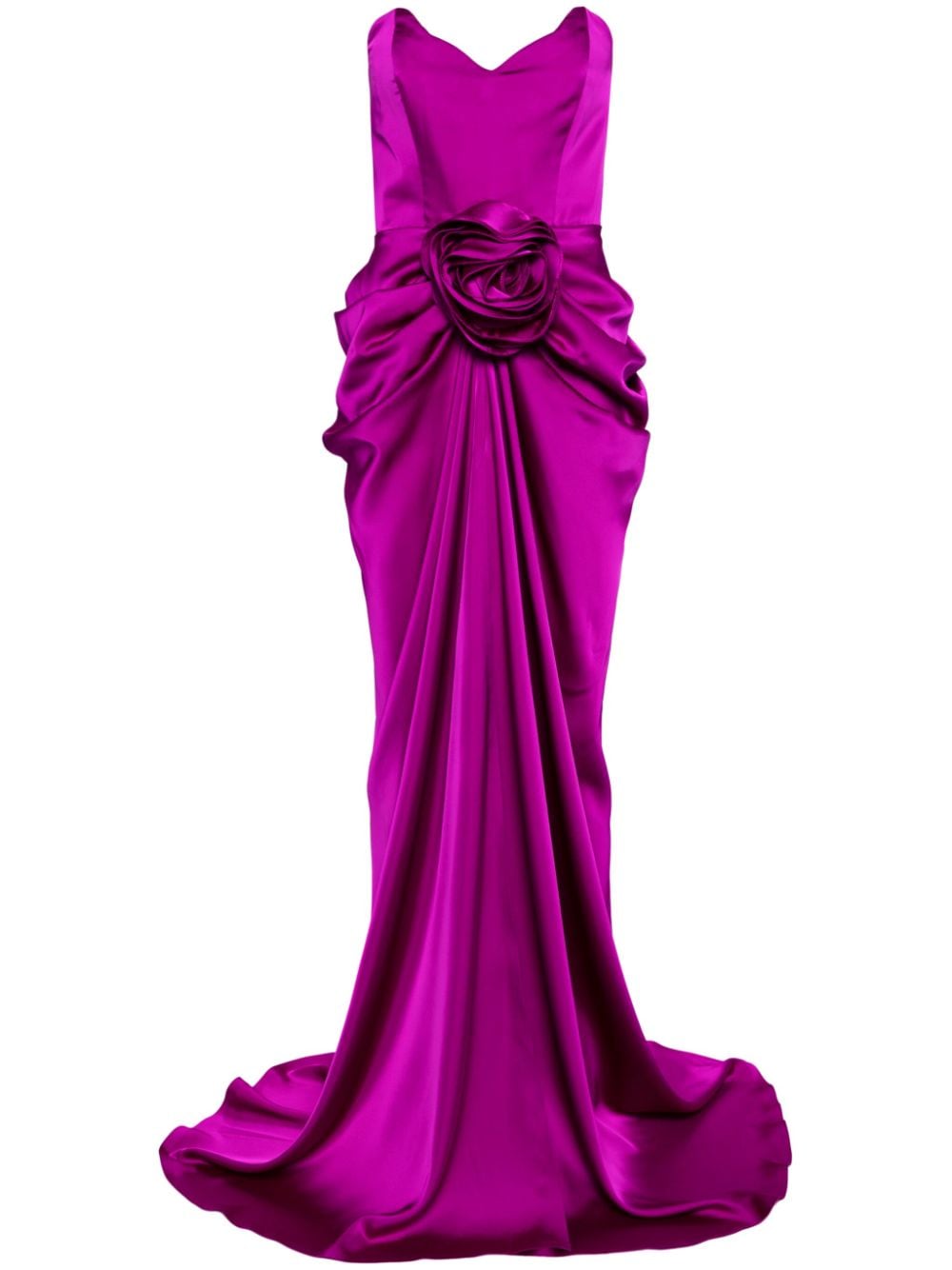 Ana Radu floral-appliqué satin gown - Purple von Ana Radu